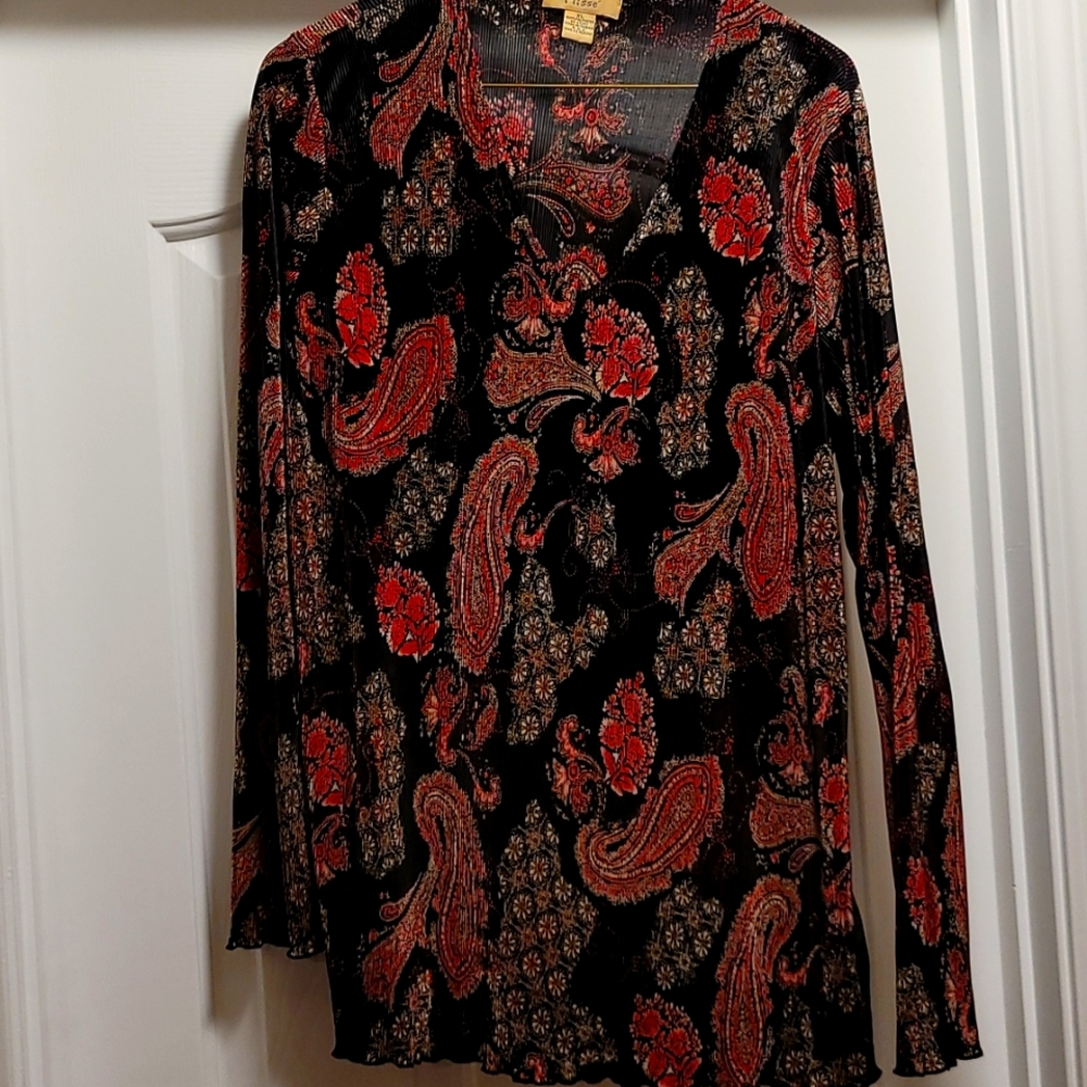 Plissé XL Black Paisley-print Blouse